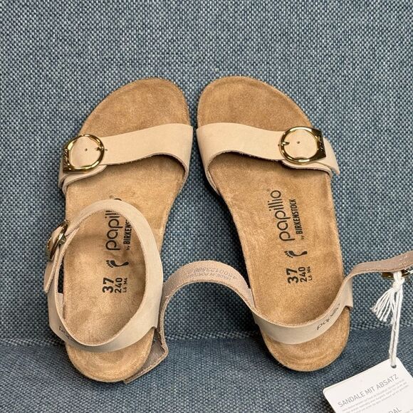 Birkenstock SOLEY Sandcastle nubuck Wedge Sandal women’s size 6 new - Picture 8 of 10